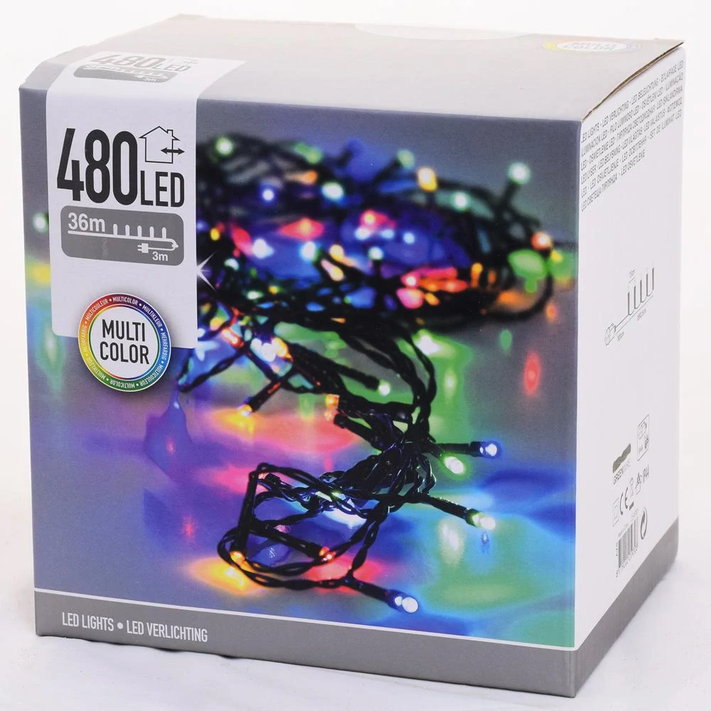 Farebné LED osvetlenie na stromček – Hravé a veselé (480 LED / 36 m)