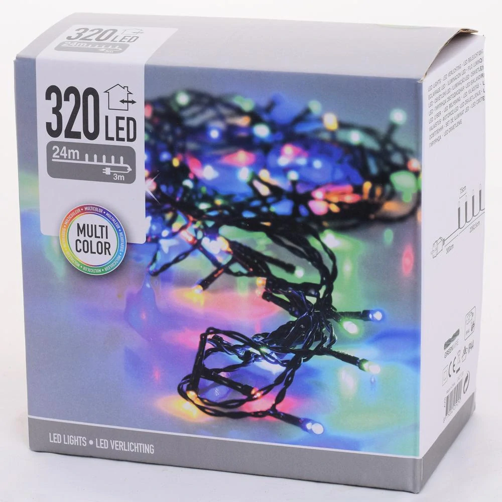 Farebné LED osvetlenie na Vianočný stromček – MULTICOLOR farebné (320 LED / 24 m)